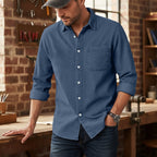 Washed Long-Sleeve Denim Shirt