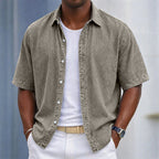 Washed Short-Sleeve Denim Shirt