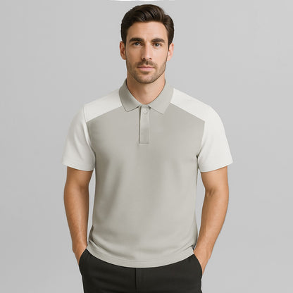 100% Cotton Color Block Hidden Placket Polo - oukumen