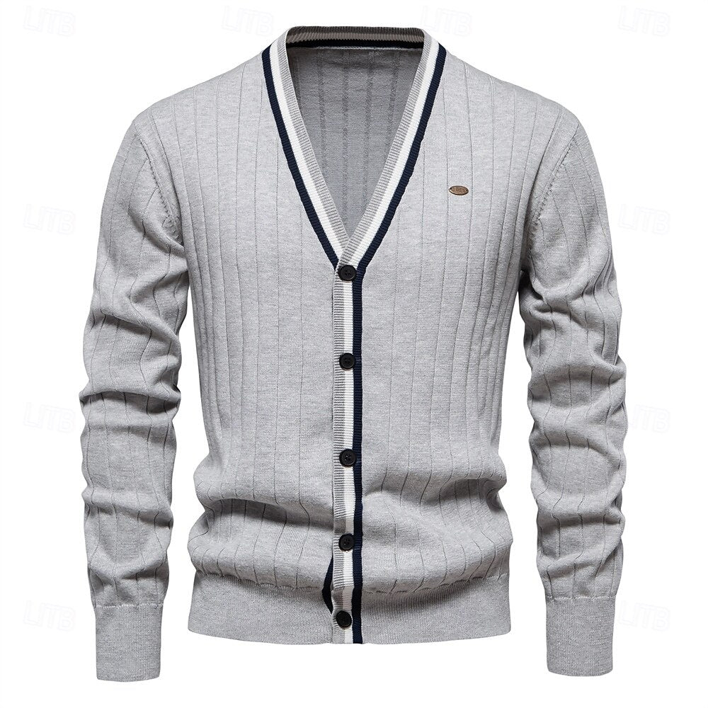 Cotton Button-Up Cardigan Sweater - oukumen