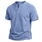 Acid-Wash Short-Sleeve Henley Shirt