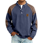 Color-Block Long-Sleeve Henley Shirt