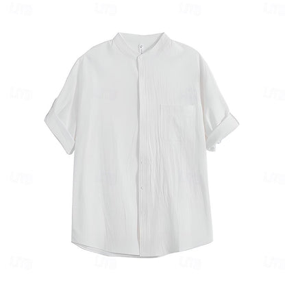 100% Cotton Band-Collar Shirt