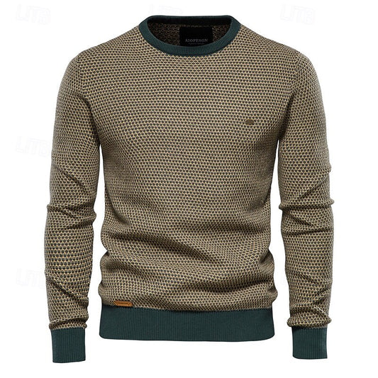 Crew Neck Knitwear Sweater Pullover - oukumen