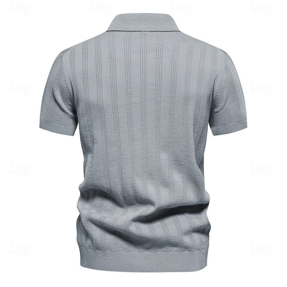 Business Casual Lapel Button Short Sleeve Polo - oukumen