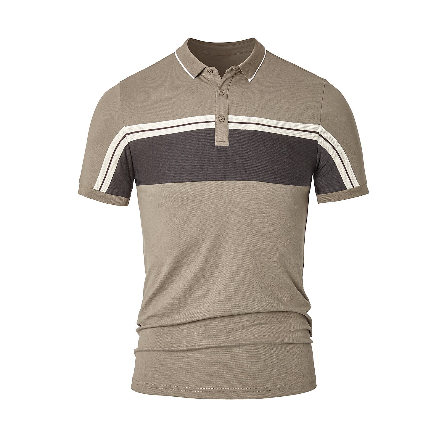 Cotton Blend Casual Colorblock Polo Shirt - oukumen
