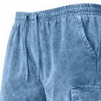 Acid-Wash Drawstring Shorts