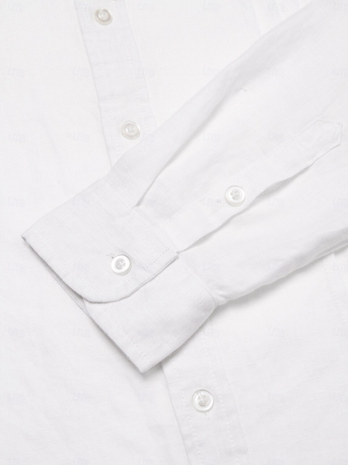 100% Linen Shirt Ruched White - oukumen