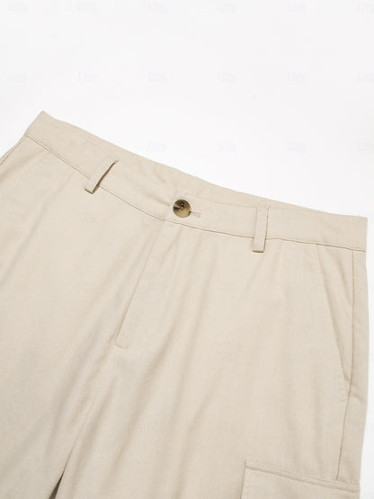 Linen Knee Length Casual Shorts - oukumen