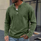 Washed Long-Sleeve Henley Shirt