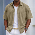 Washed Short-Sleeve Denim Shirt