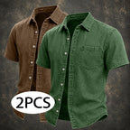 Acid-Wash Short-Sleeve Denim Shirt