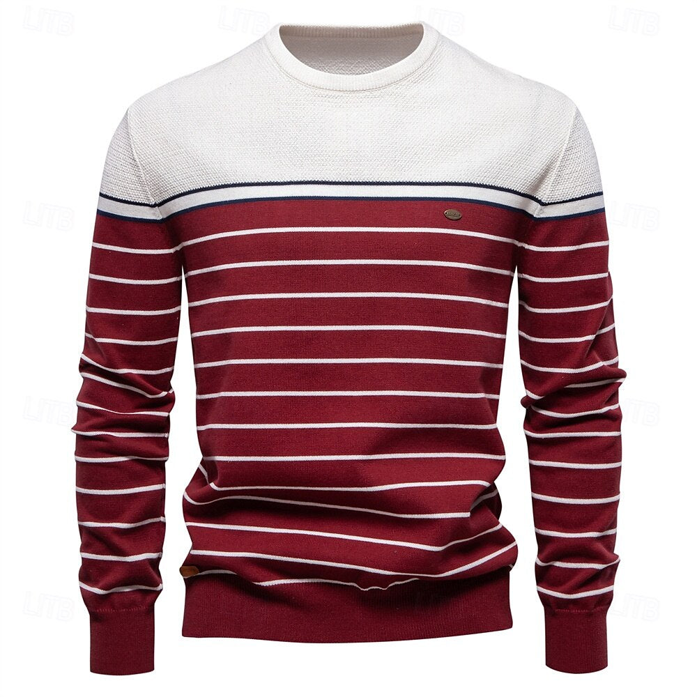 Block Striped Knitwear Pullover Sweater - oukumen