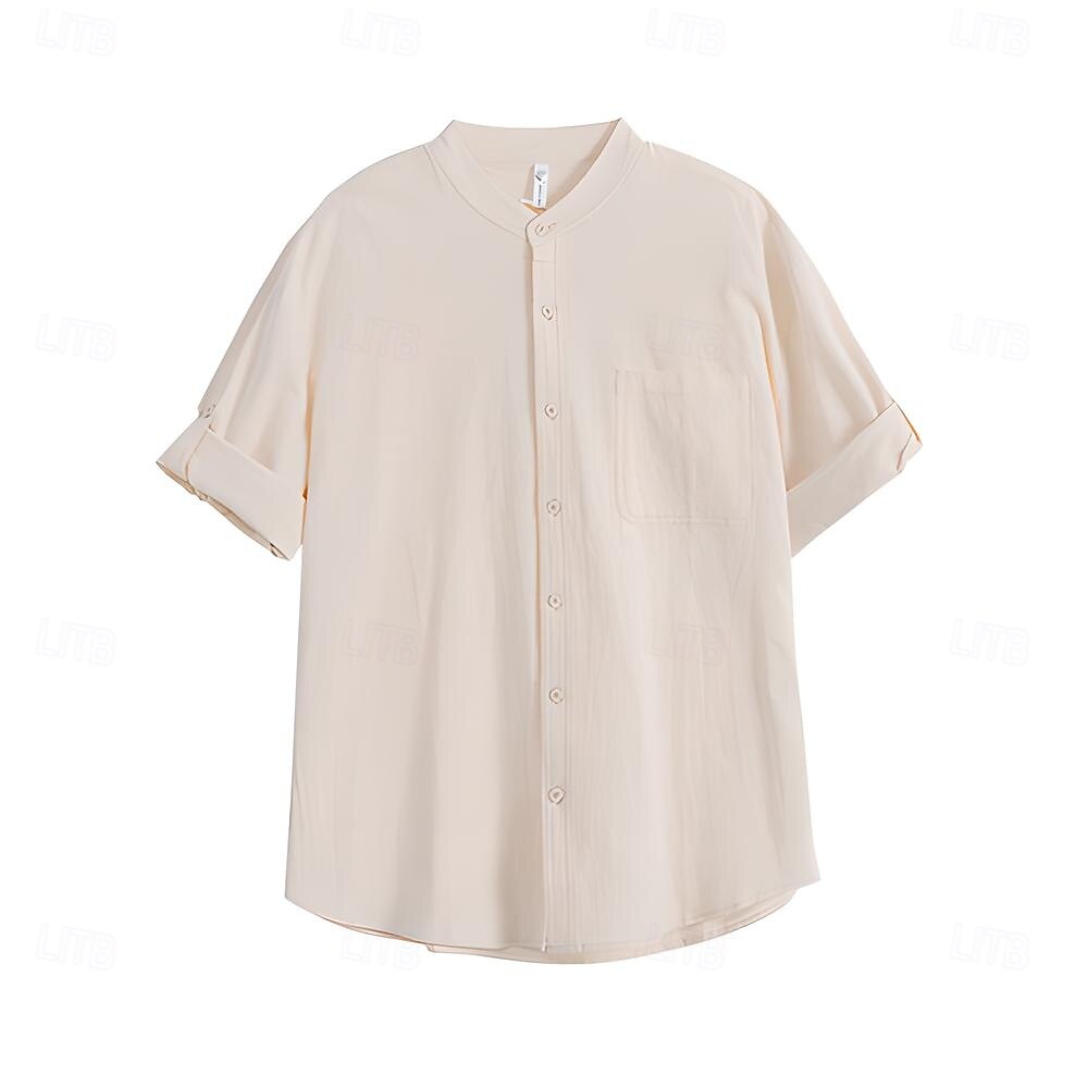 100% Cotton Band-Collar Shirt