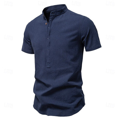 Premium Textured Band Collar Shirt