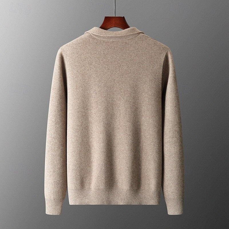 100% Merino Wool Zip Sweater - oukumen