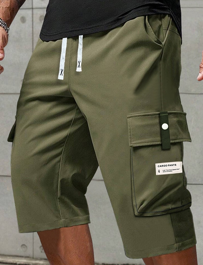 Drawstring Cargo Capri Shorts
