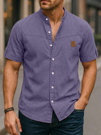 Washed Short-Sleeve Denim Shirt
