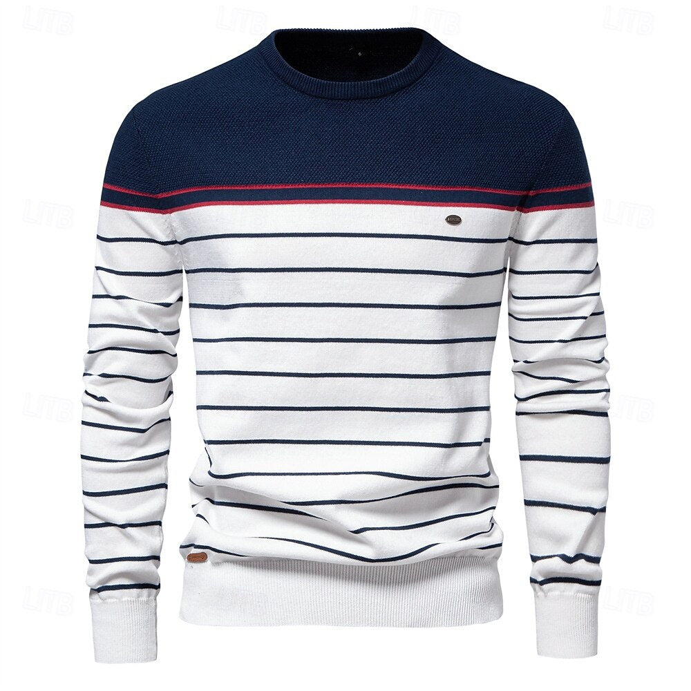 Block Striped Knitwear Pullover Sweater - oukumen