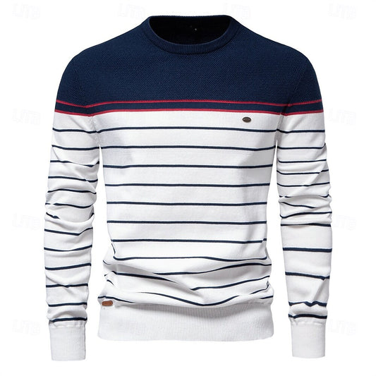 Block Striped Knitwear Pullover Sweater - oukumen