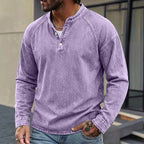 Washed Long-Sleeve Henley Shirt