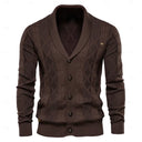 Knit Rolled collar Cardigan Sweater - oukumen