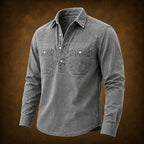 Acid-Wash Long-Sleeve Denim Shirt