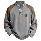 Color-Block Acid-Wash Henley Shirt