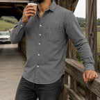 Acid-Wash Long-Sleeve Denim Shirt