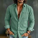 Washed Long-Sleeve Denim Shirt