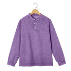 Washed Long-Sleeve Henley Shirt