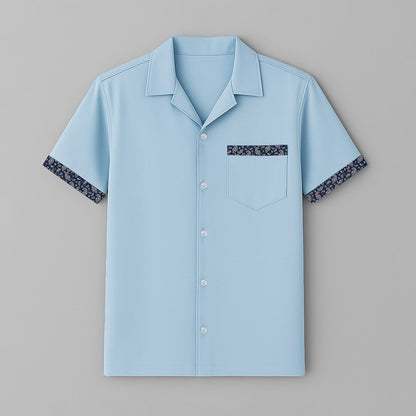 100% Cotton Cuban Collar Shirt - oukumen