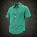 Washed Short-Sleeve Denim Shirt