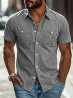 Acid-Wash Short-Sleeve Shirt