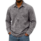 Washed Long-Sleeve Polo Shirt