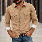 Acid-Wash Long-Sleeve Denim Shirt
