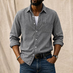 Acid-Wash Long-Sleeve Denim Shirt