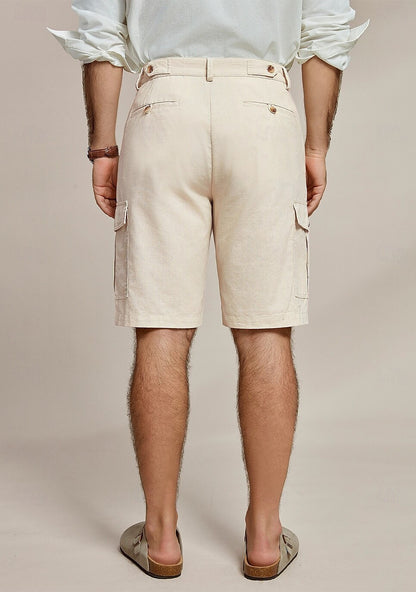 Linen Knee Length Casual Shorts - oukumen