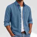 Washed Long-Sleeve Denim Shirt