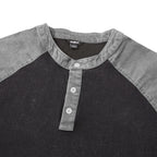 Color-Block Patchwork Henley Shirt