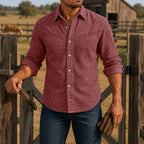 Acid-Wash Long-Sleeve Denim Shirt