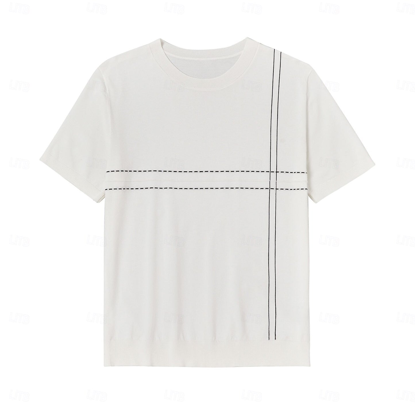 Lyocell Nylon Stripe Knit T-shirt