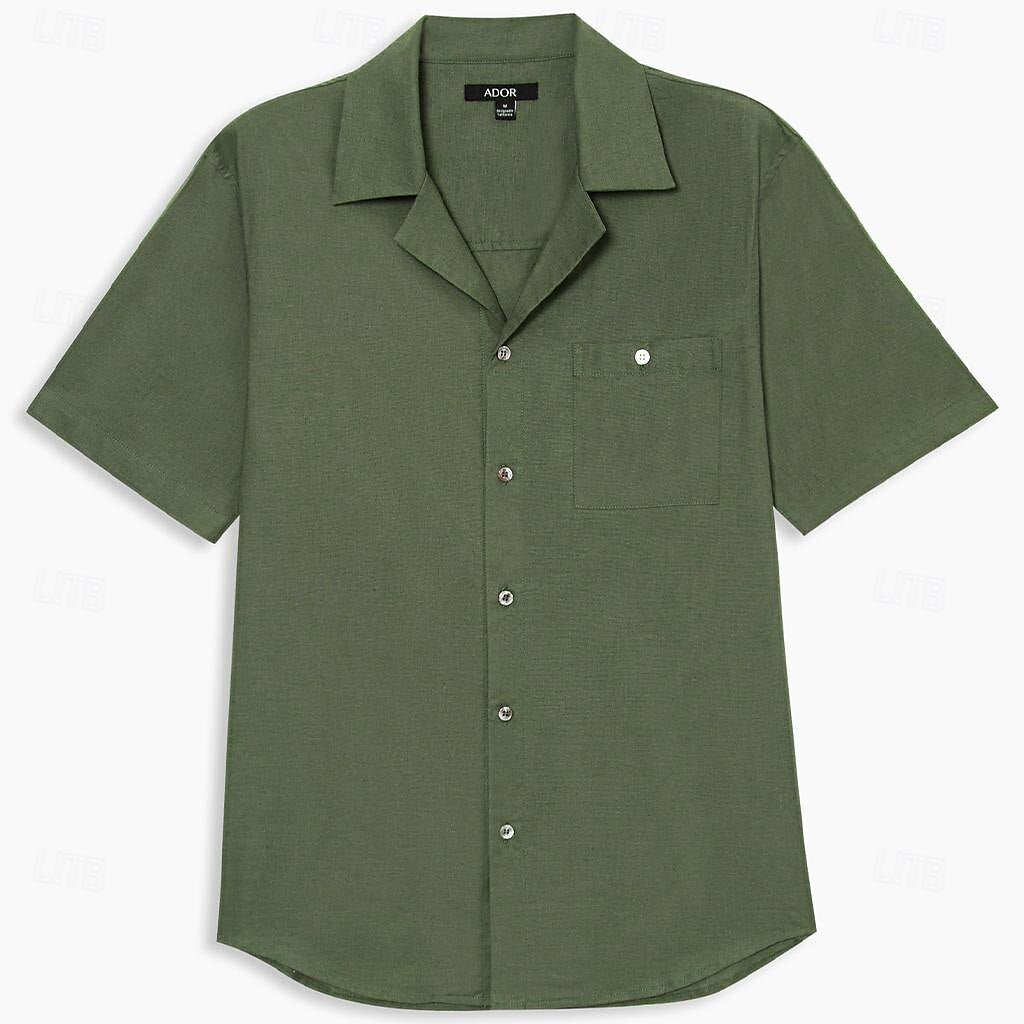 Linen Cotton Cuban Collar Casual Shirt - oukumen