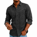Acid-Wash Long-Sleeve Denim Shirt