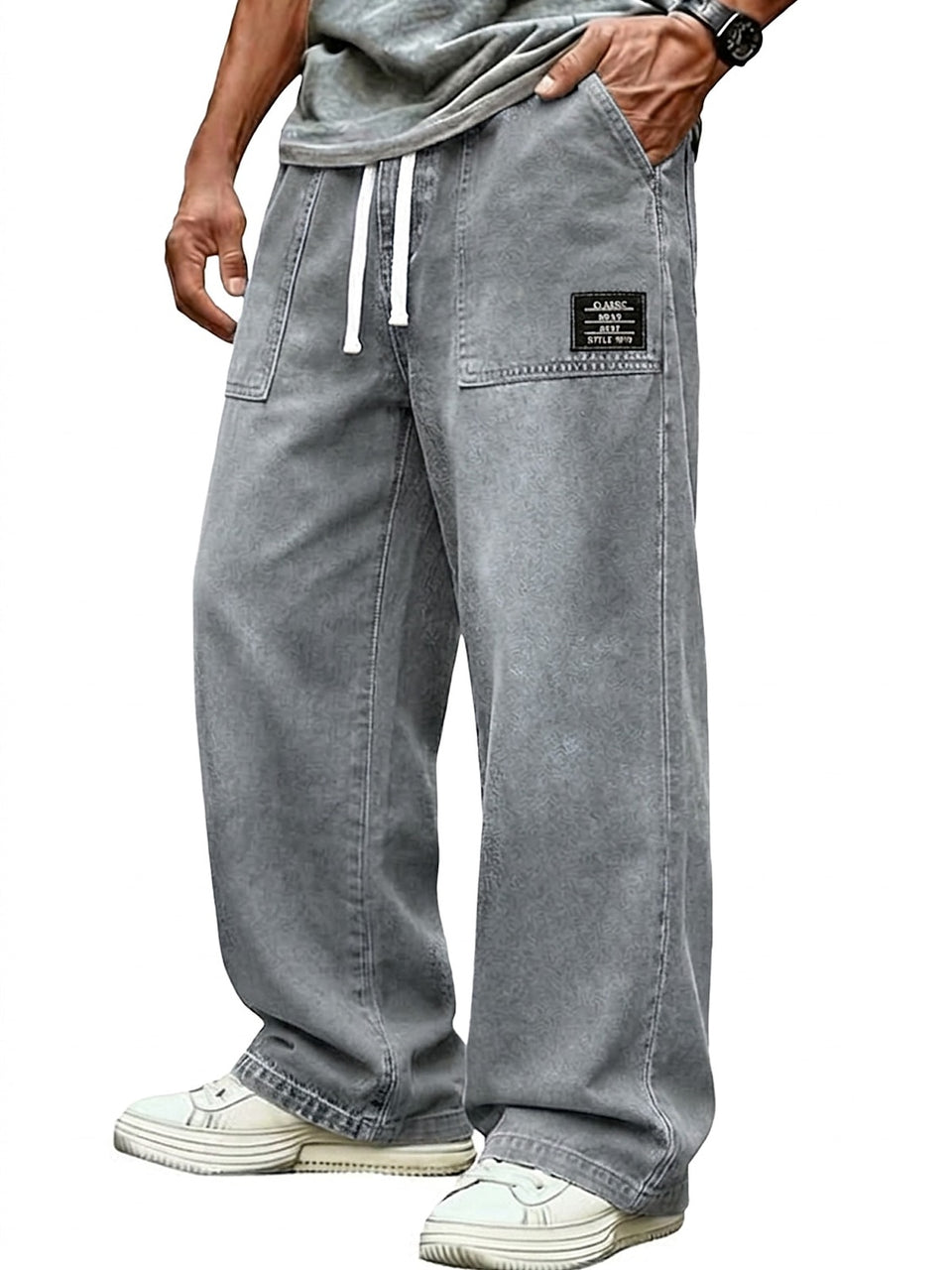 Garment-Dyed Drawstring Jeans