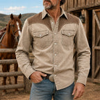 Acid-Wash Long-Sleeve Denim Shirt