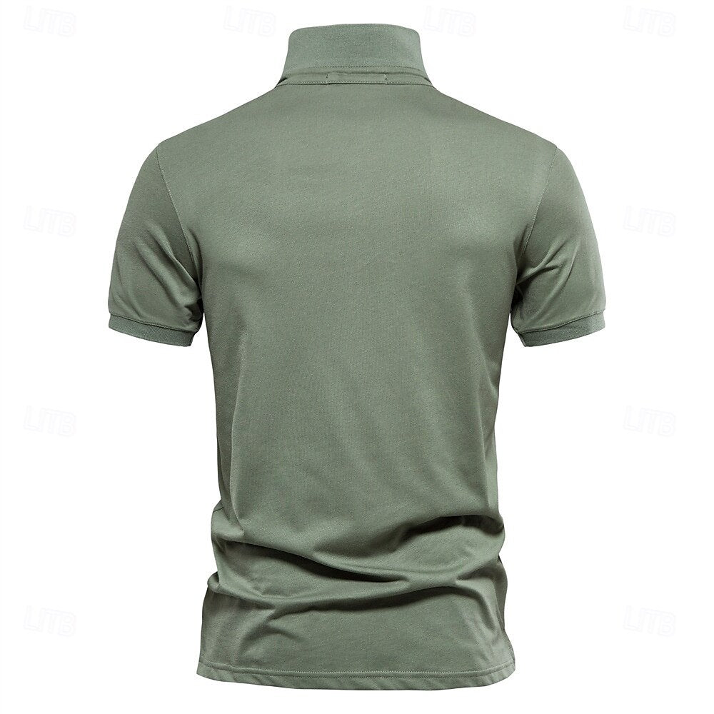 100% Cotton Turndown Short Sleeve Polo - oukumen