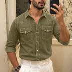 Washed Long-Sleeve Denim Shirt