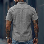 Washed Short-Sleeve Denim Shirt