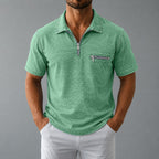 Acid-Wash Zip Polo Shirt